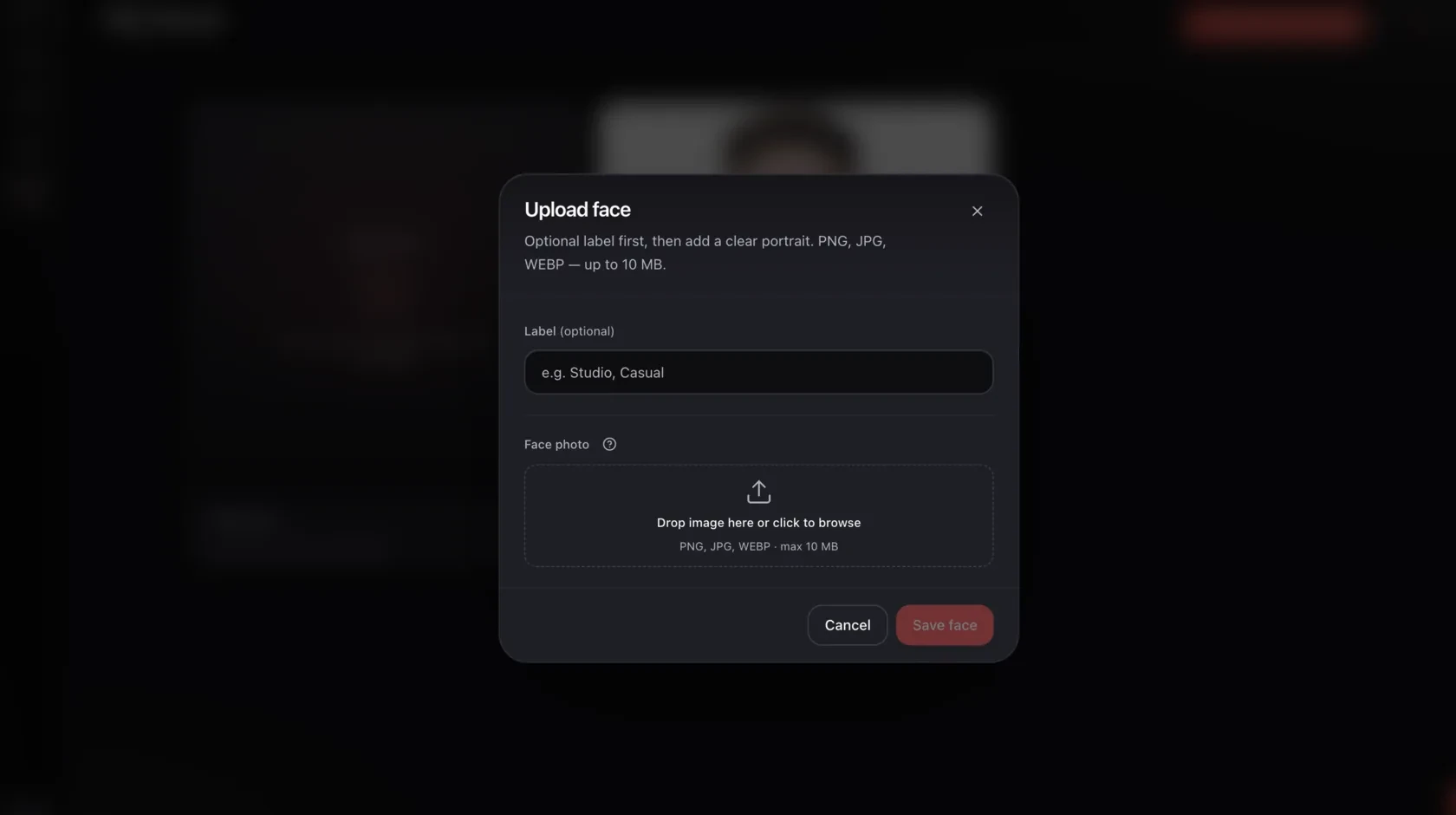 ViralThumblify app — saved face references for consistent channel branding